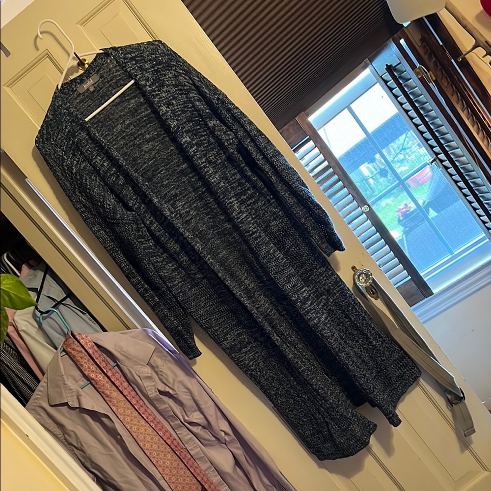 Long blue & gray Knit Cardigan